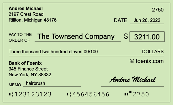 How to write a check for $3,211