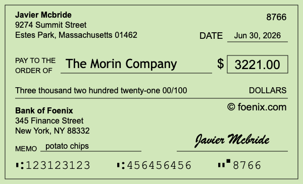 How to write a check for $3,221