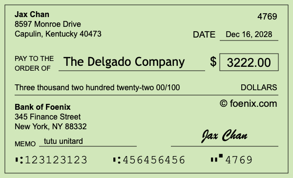 How to write a check for $3,222
