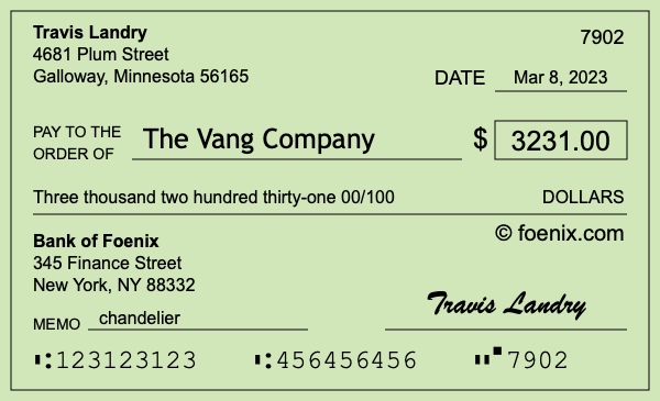 How to write a check for $3,231