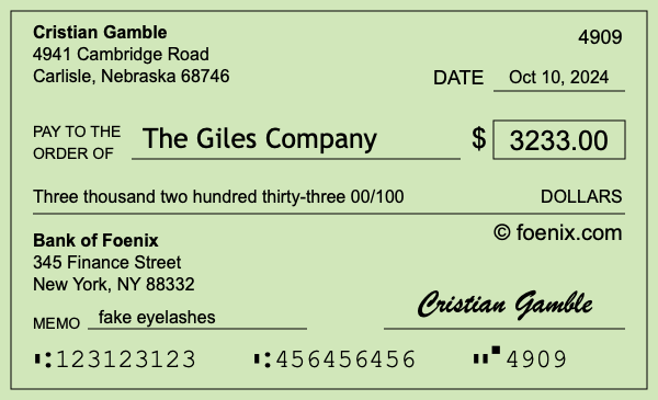 How to write a check for $3,233