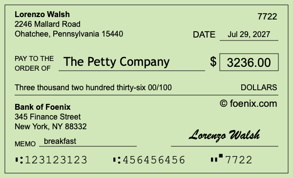 How to write a check for $3,236