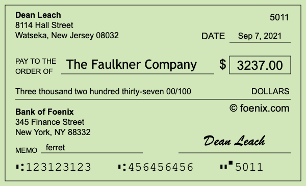 How to write a check for $3,237