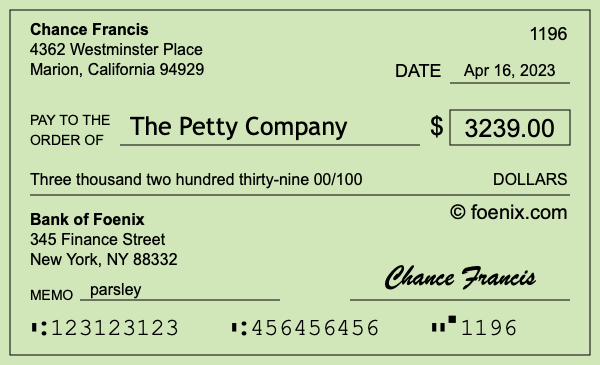 How to write a check for $3,239