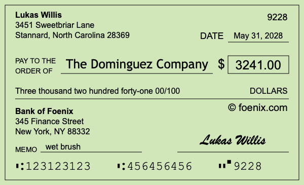 How to write a check for $3,241
