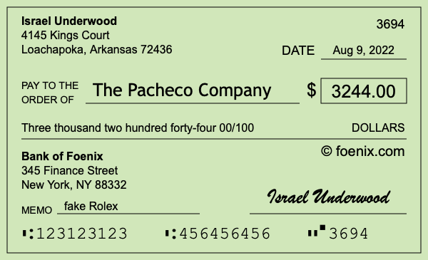 How to write a check for $3,244