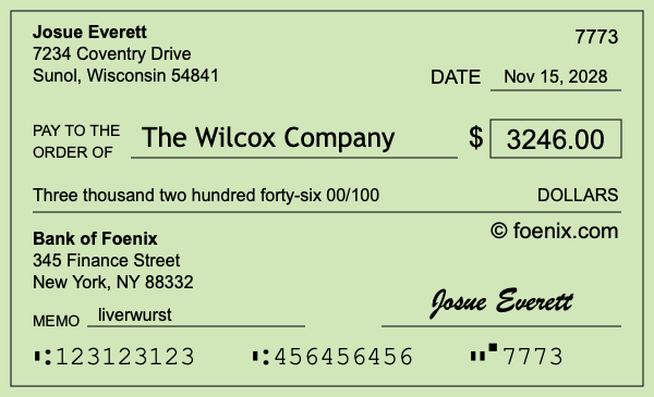 How to write a check for $3,246