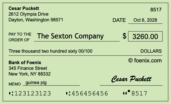 How to write a check for $3,260