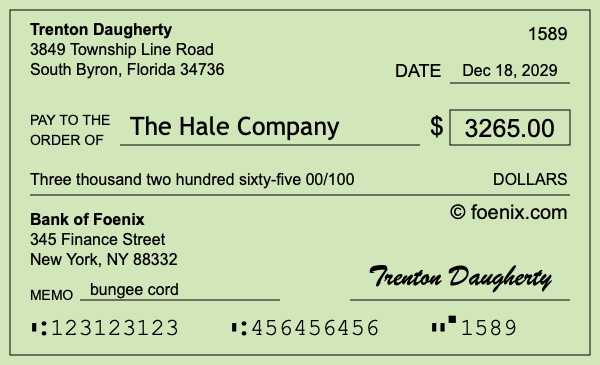 How to write a check for $3,265