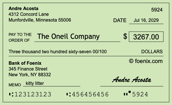 How to write a check for $3,267