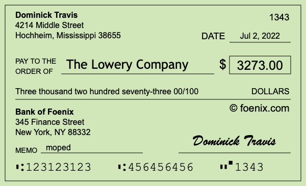 How to write a check for $3,273