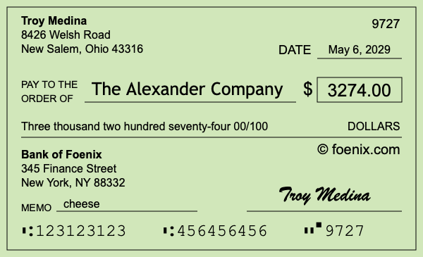 How to write a check for $3,274