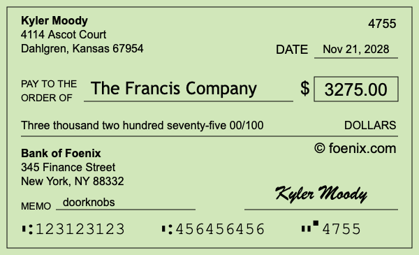 How to write a check for $3,275
