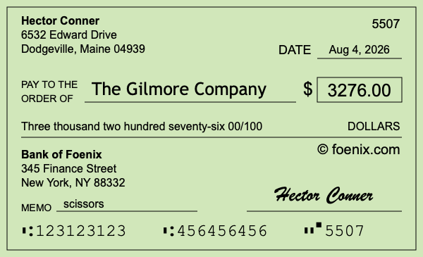 How to write a check for $3,276
