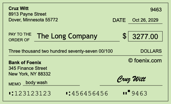 How to write a check for $3,277
