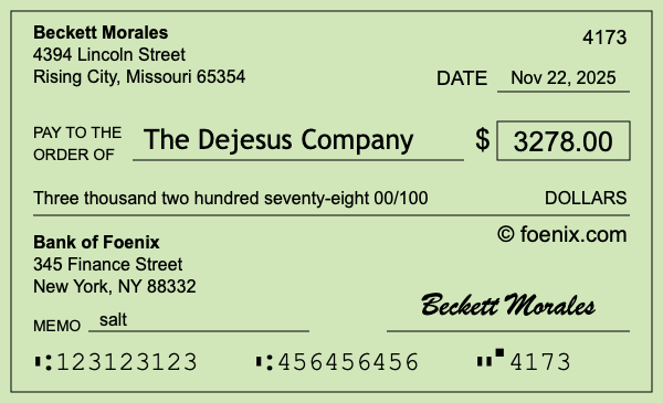 How to write a check for $3,278