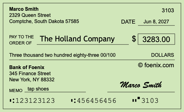 How to write a check for $3,283