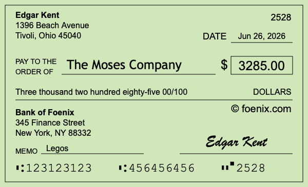 How to write a check for $3,285