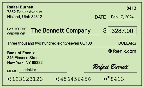 How to write a check for $3,287