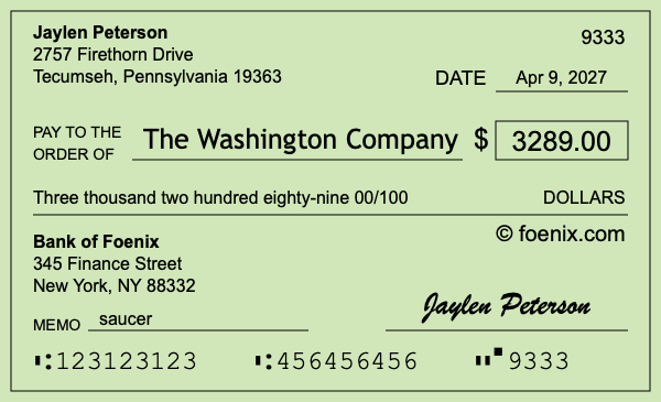 How to write a check for $3,289