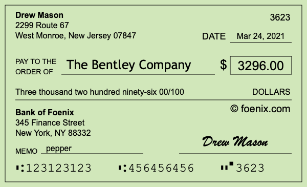 How to write a check for $3,296