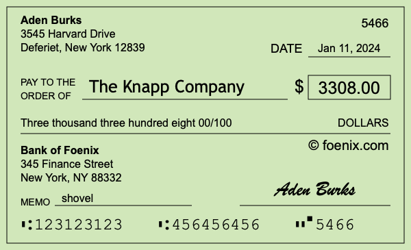 How to write a check for $3,308