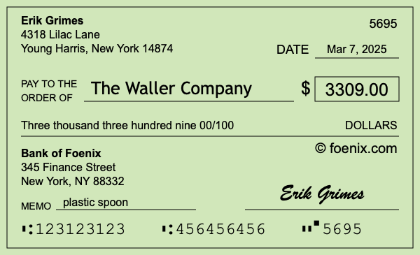 How to write a check for $3,309