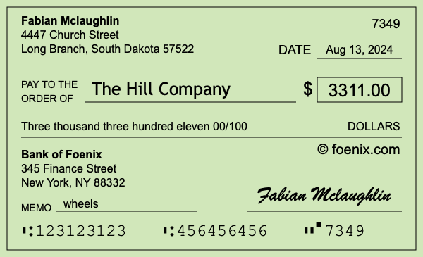 How to write a check for $3,311