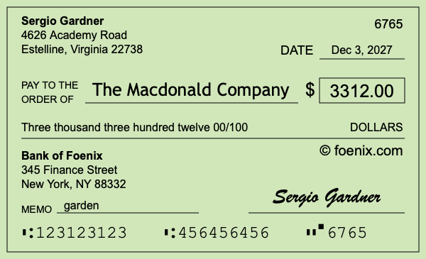 How to write a check for $3,312