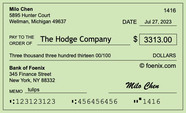How to write a check for $3,313