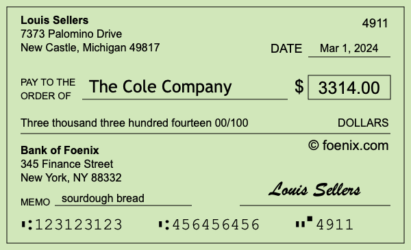 How to write a check for $3,314