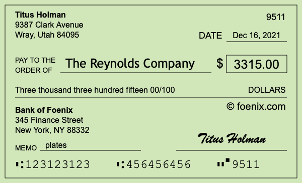 How to write a check for $3,315