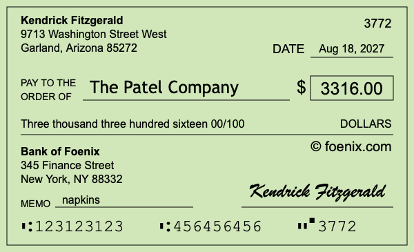 How to write a check for $3,316