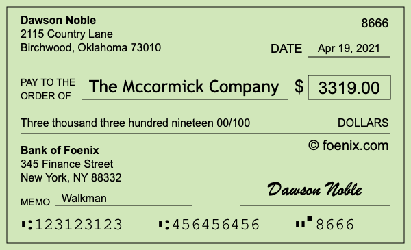 How to write a check for $3,319