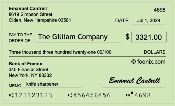 How to write a check for $3,321