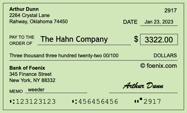How to write a check for $3,322