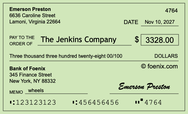 How to write a check for $3,328