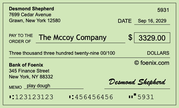 How to write a check for $3,329