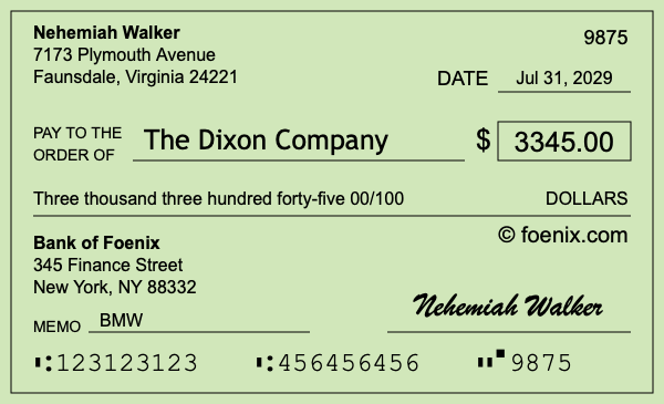 How to write a check for $3,345