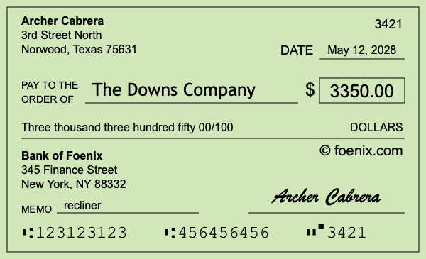 How to write a check for $3,350