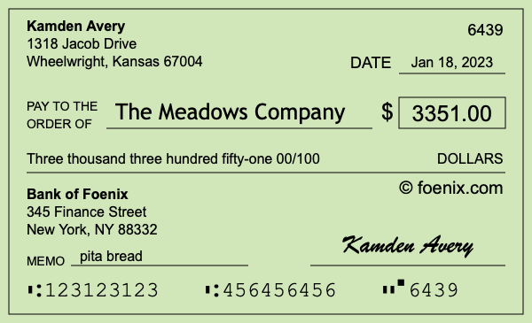 How to write a check for $3,351