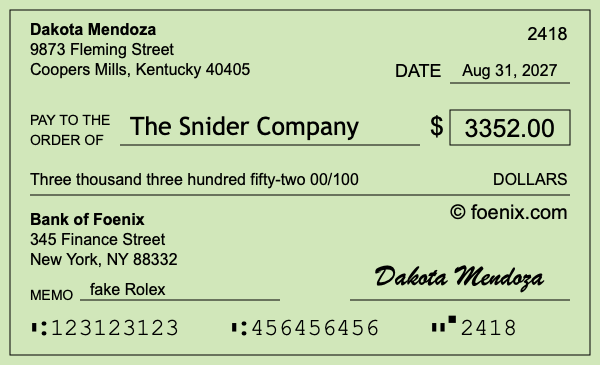 How to write a check for $3,352
