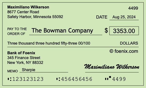How to write a check for $3,353