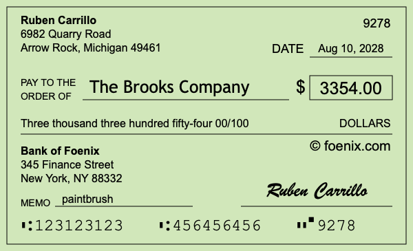 How to write a check for $3,354