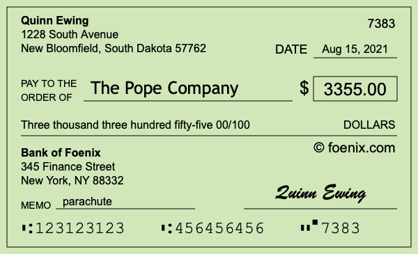 How to write a check for $3,355