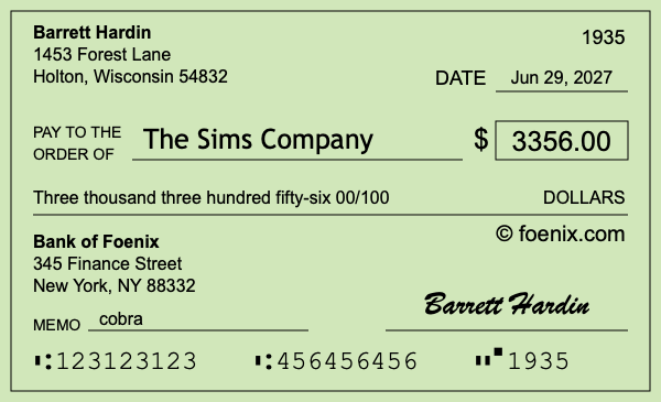 How to write a check for $3,356