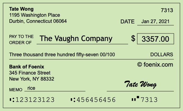 How to write a check for $3,357