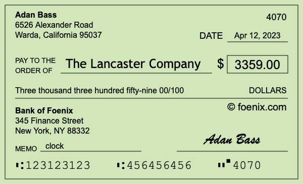 How to write a check for $3,359