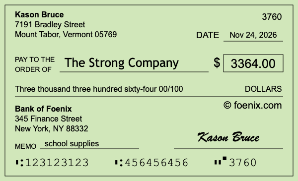 How to write a check for $3,364