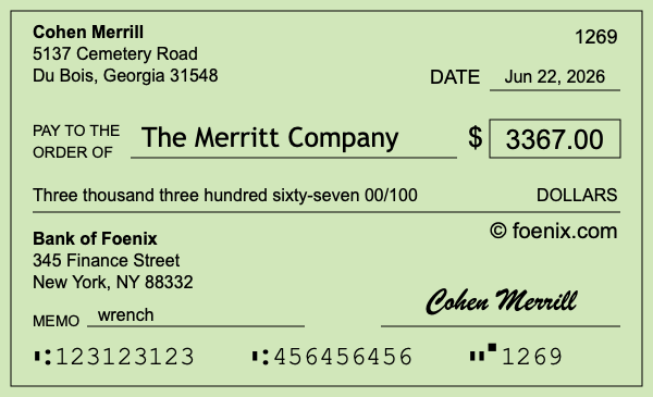 How to write a check for $3,367